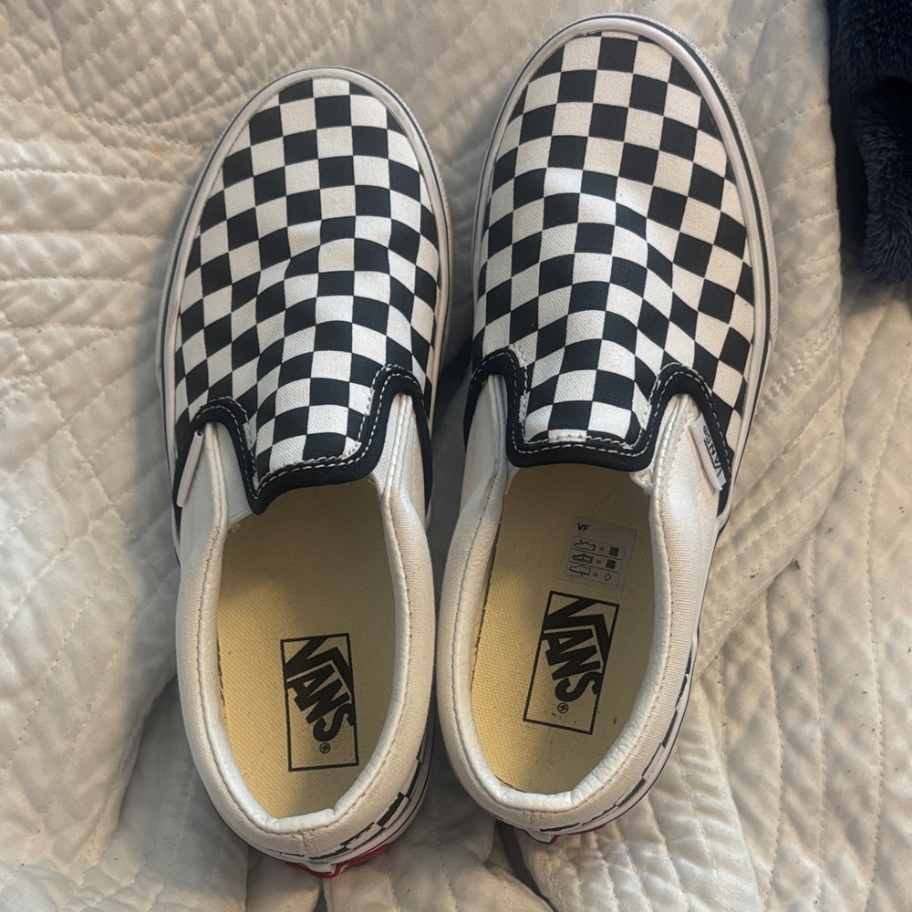 Vans Kids Black and White Checkered Slip-On Sneakers